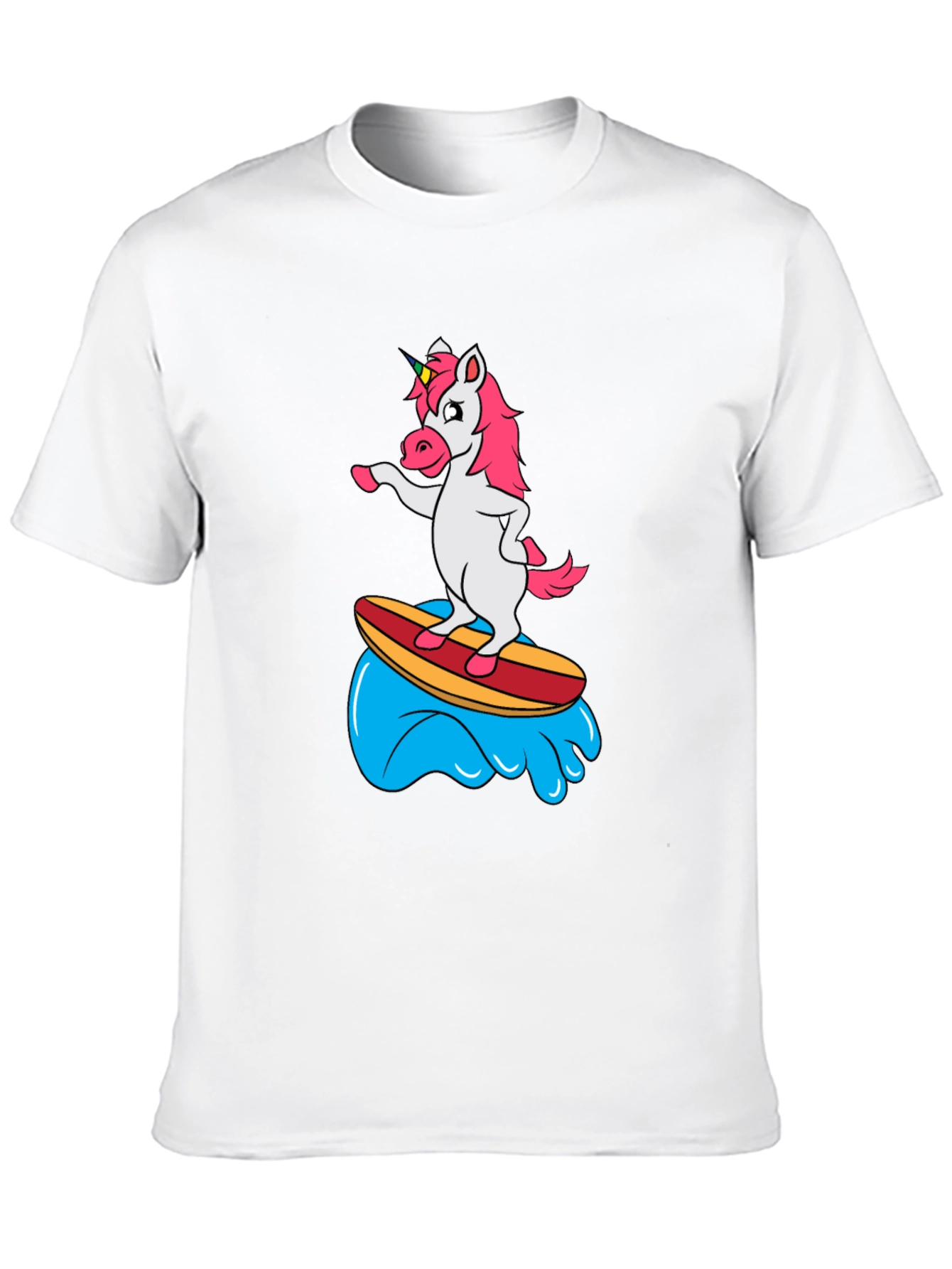 Surfing Unicorn Black T-Shirt