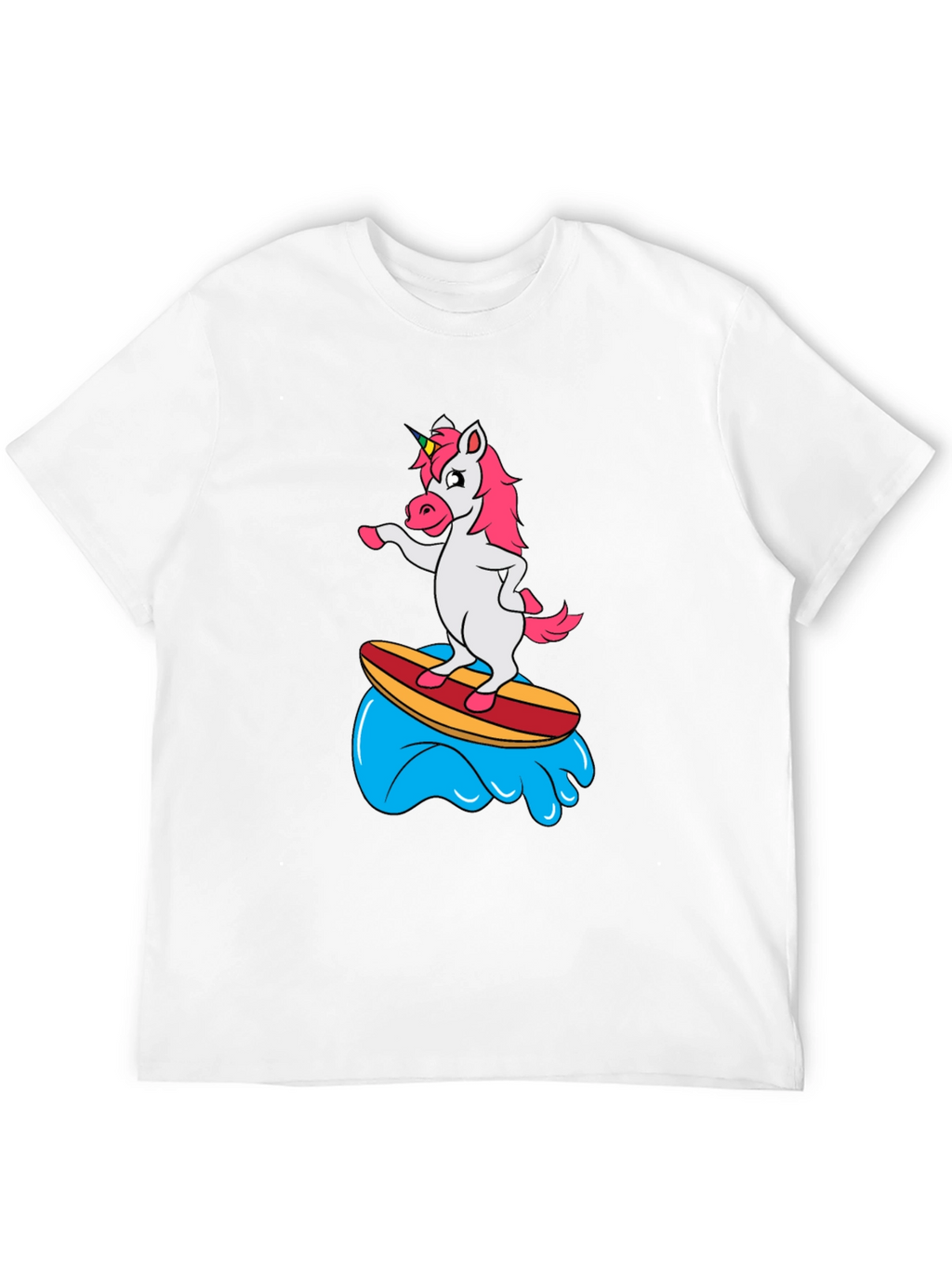 Surfing Unicorn Black T-Shirt