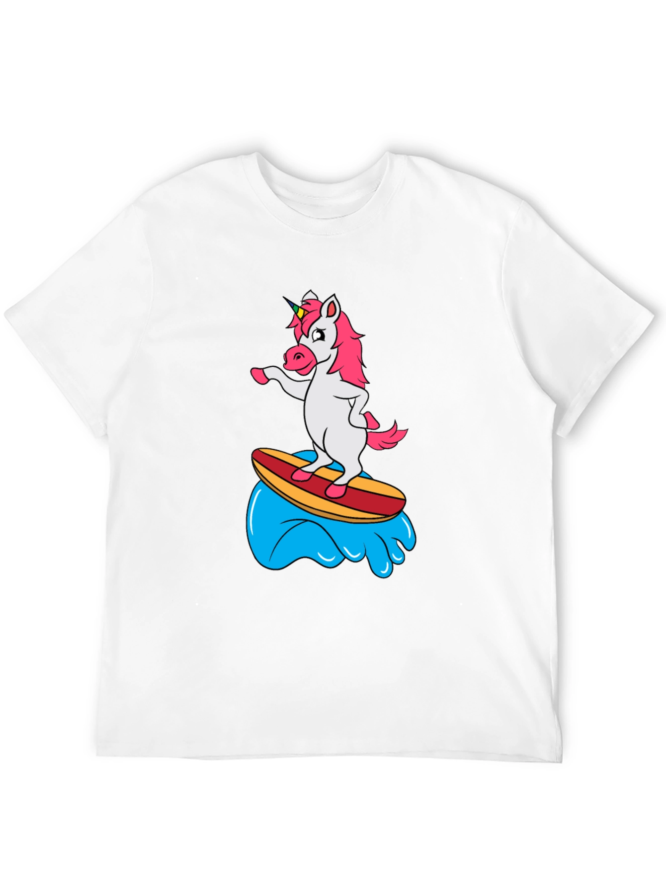 Surfing Unicorn Black T-Shirt