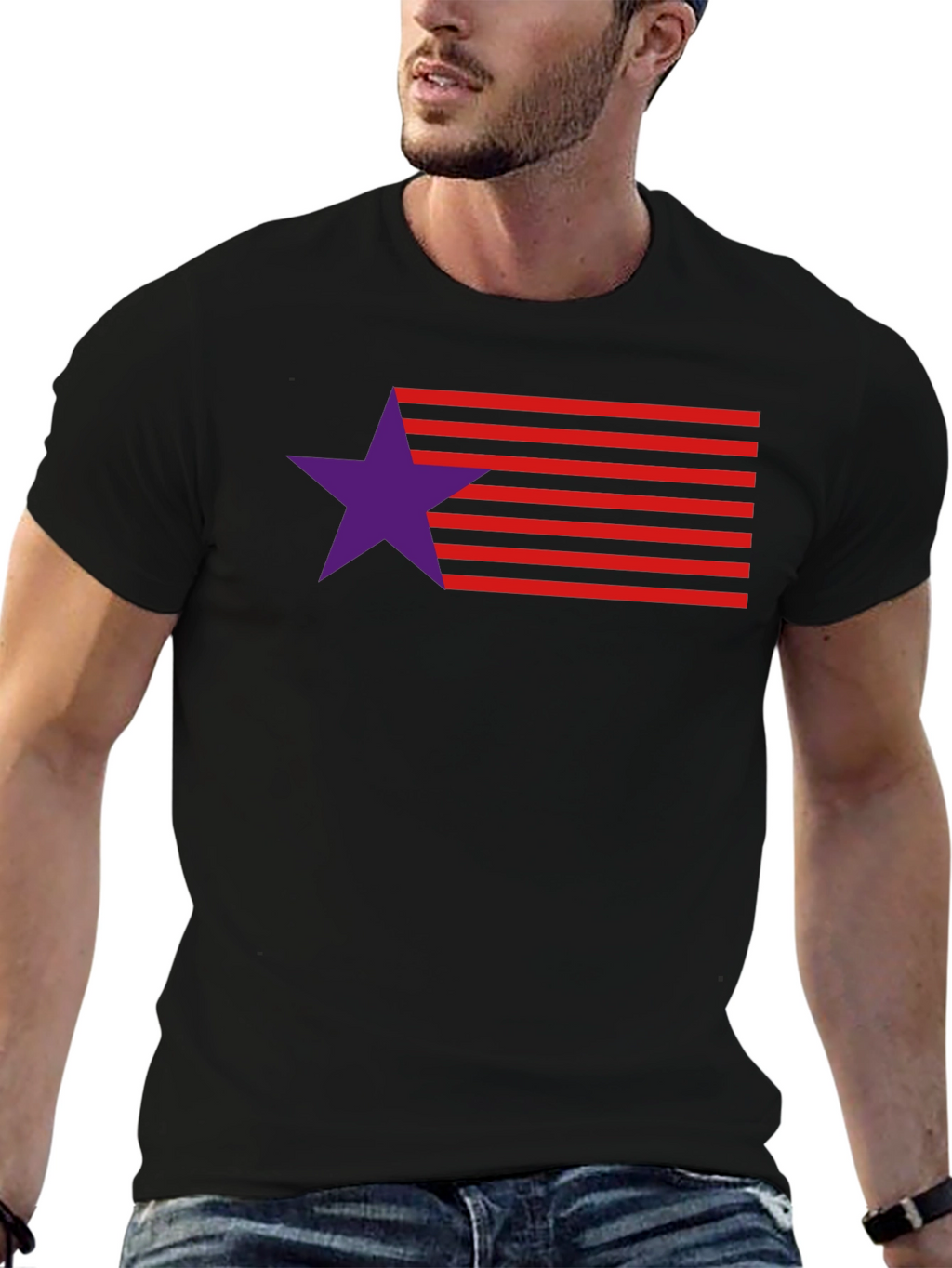 Stylish Star & Stripes Graphic Tee - Modern Design