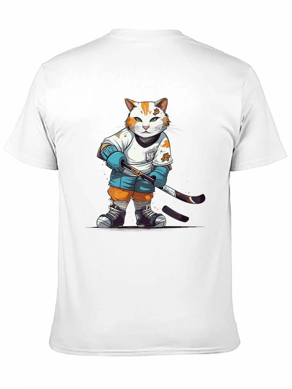 Hockey Cat Graphic T-Shirt - Black