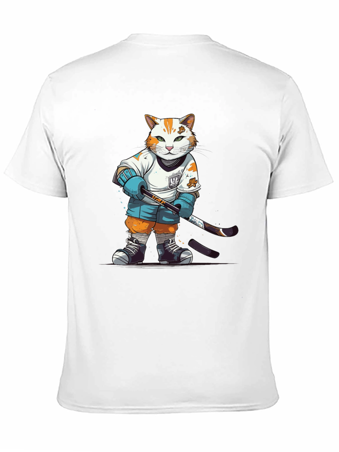 Hockey Cat Graphic T-Shirt - Black
