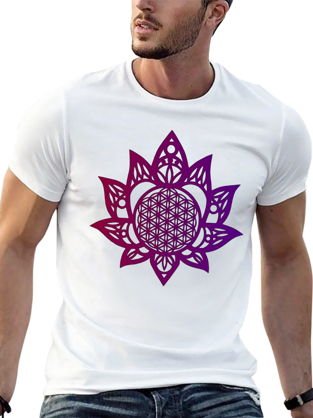Geometric Flower of Life Graphic Tee