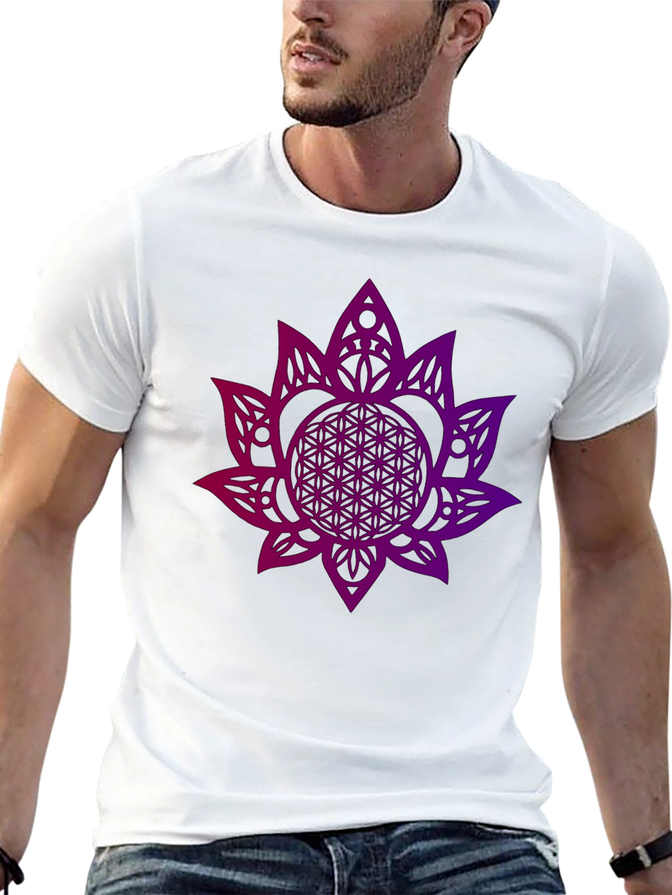Geometric Flower of Life Graphic Tee