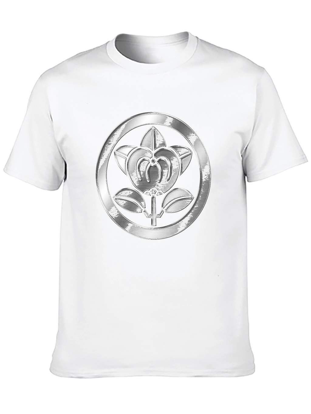 Embossed Floral Crest Black T-Shirt
