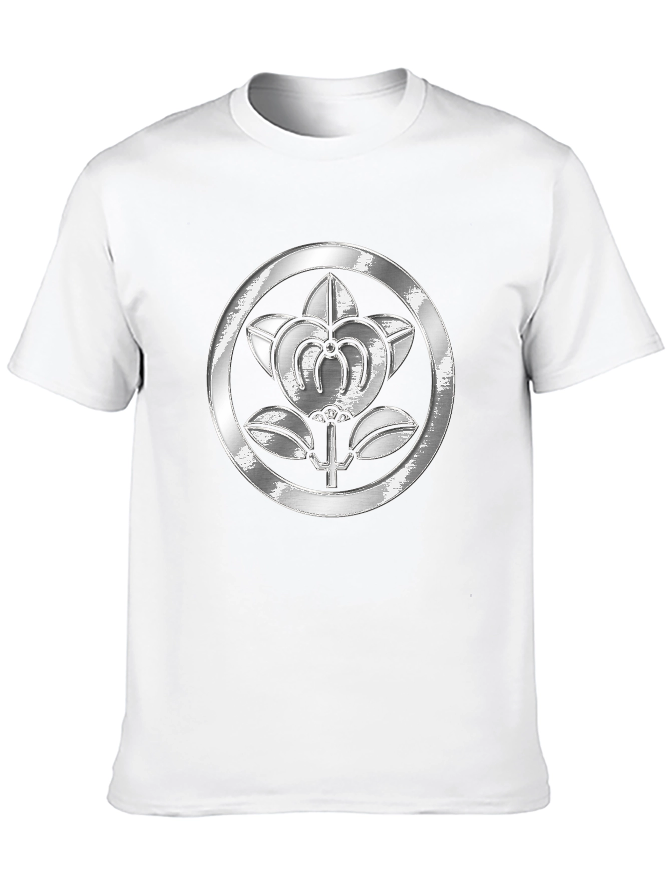Embossed Floral Crest Black T-Shirt