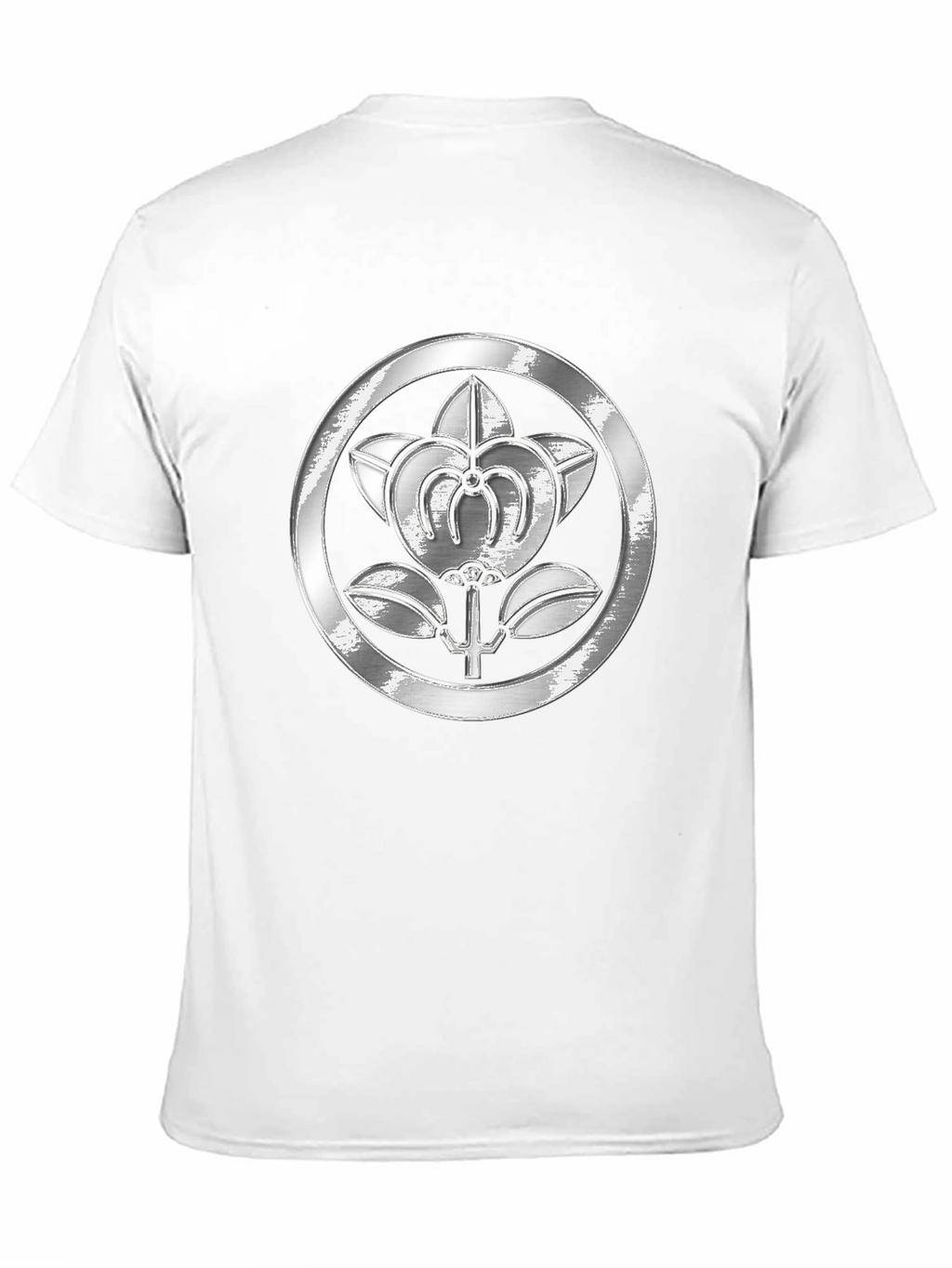 Embossed Floral Crest Black T-Shirt