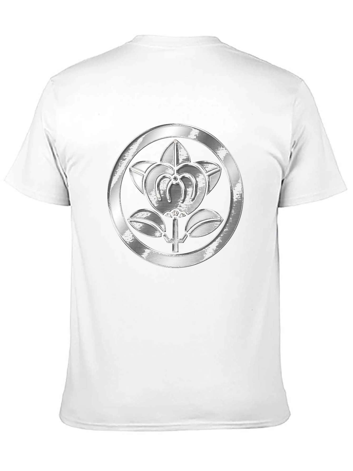 Embossed Floral Crest Black T-Shirt