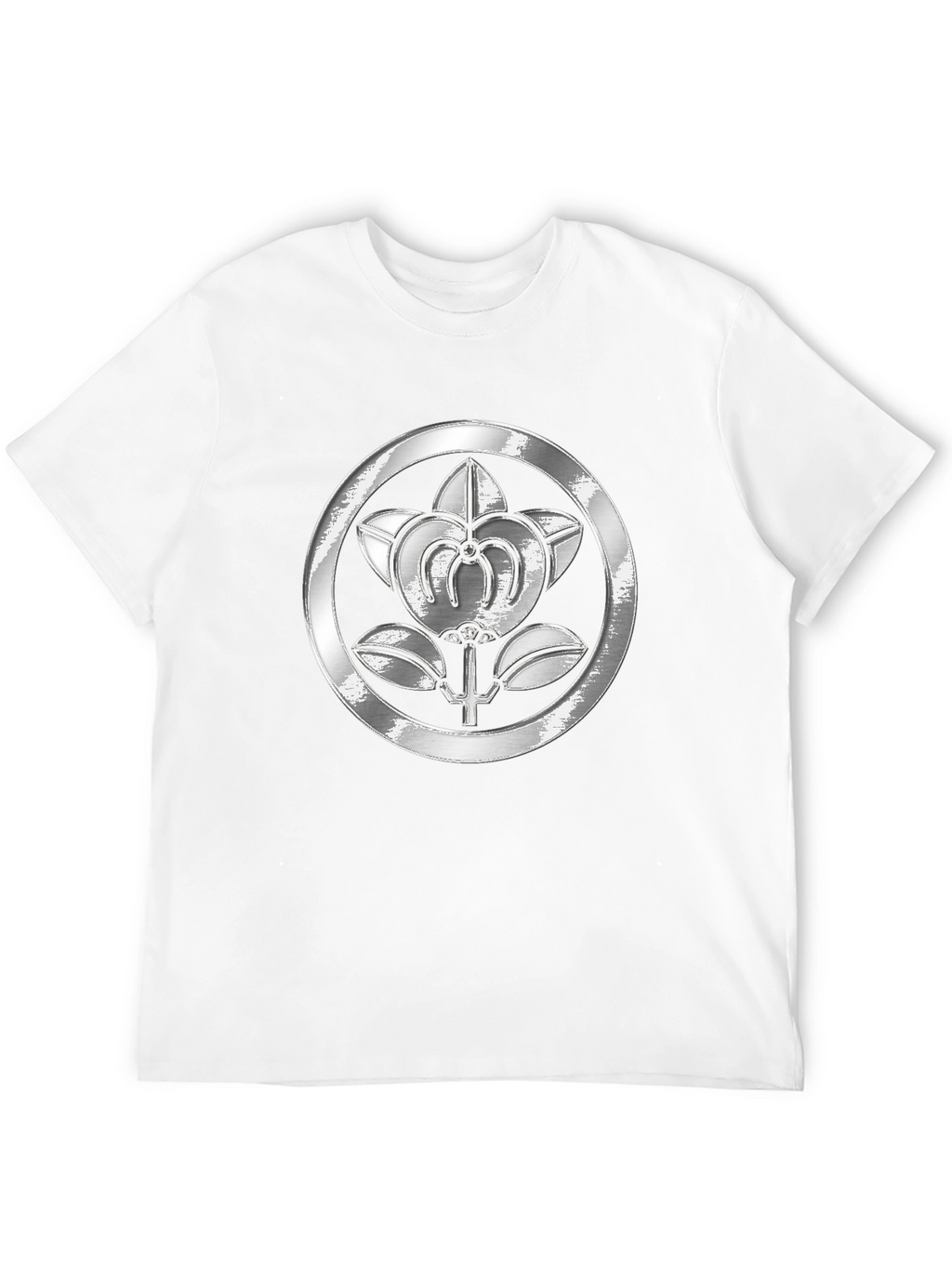 Embossed Floral Crest Black T-Shirt