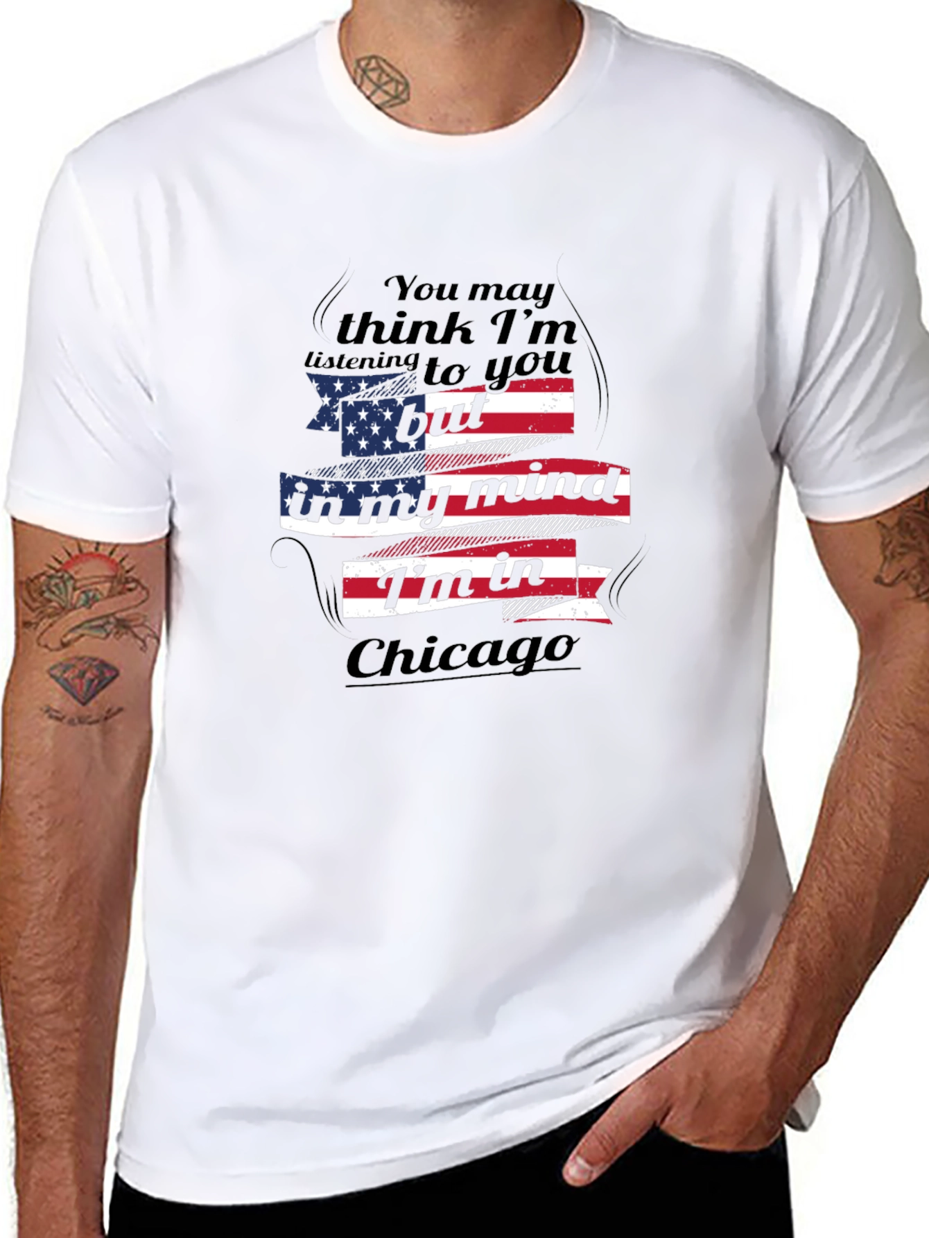 Chicago Mind USA Flag Graphic T-Shirt