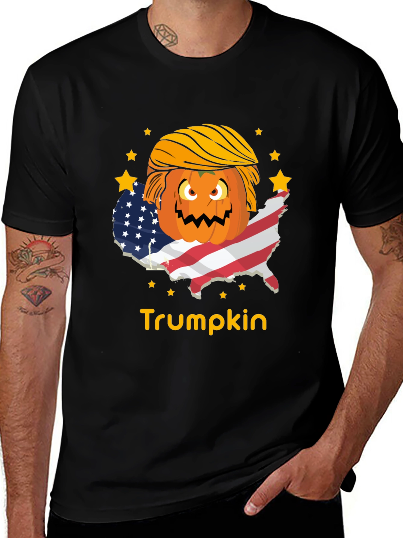 Trumpkin T-Shirt - USA Flag - Pumpkin - Halloween