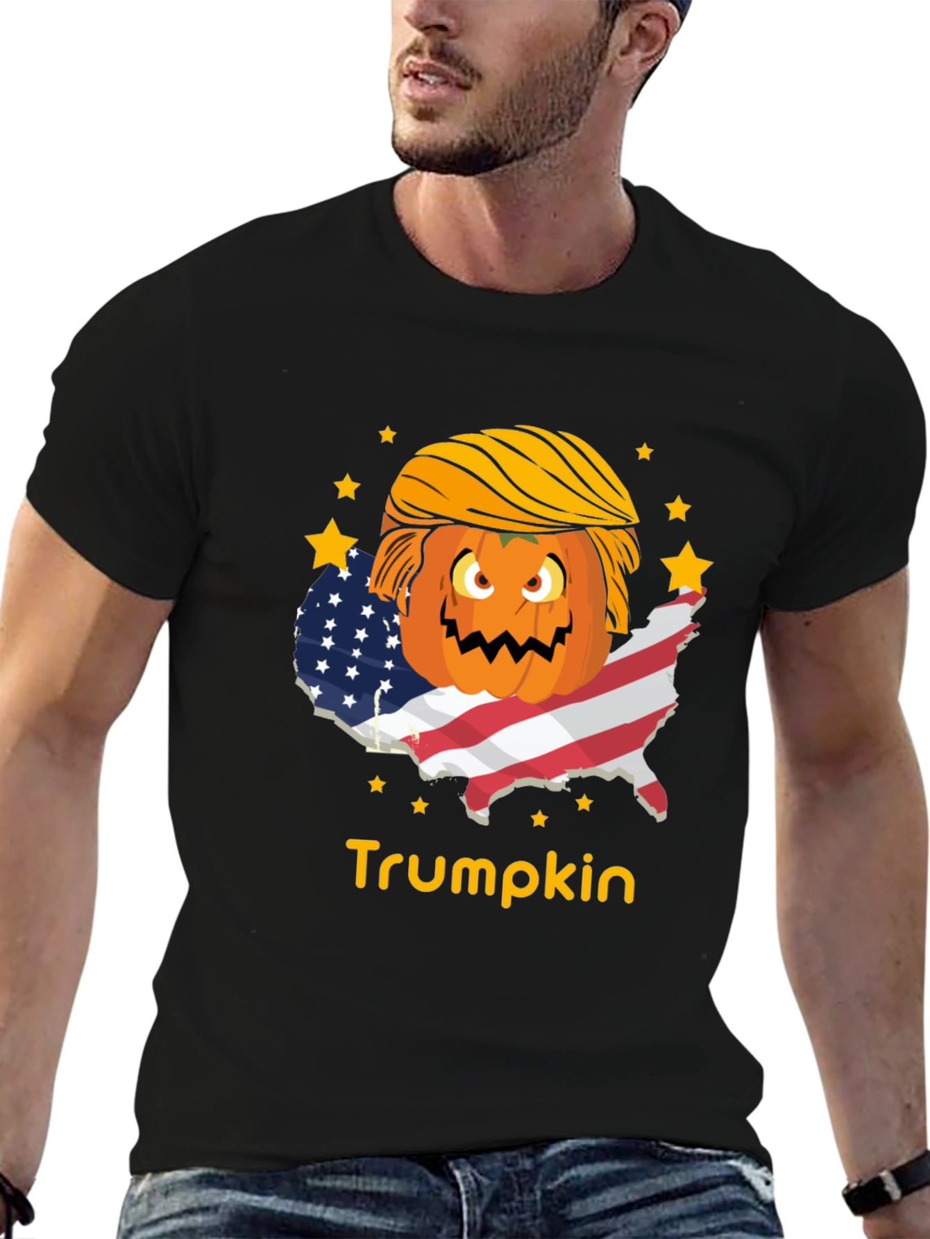 Trumpkin T-Shirt - USA Flag - Pumpkin - Halloween