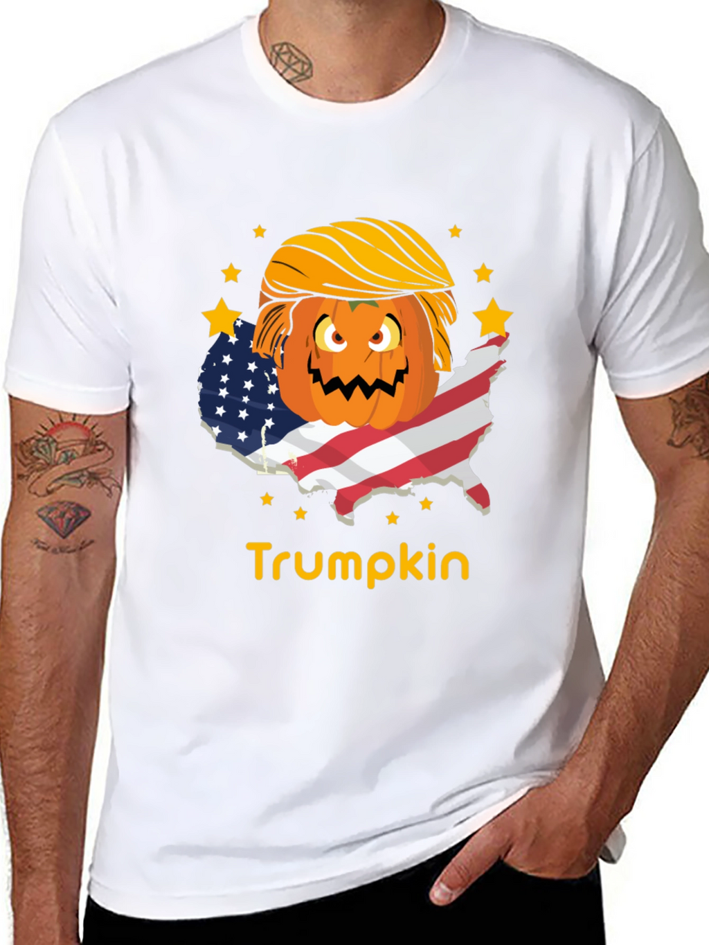 Trumpkin T-Shirt - USA Flag - Pumpkin - Halloween
