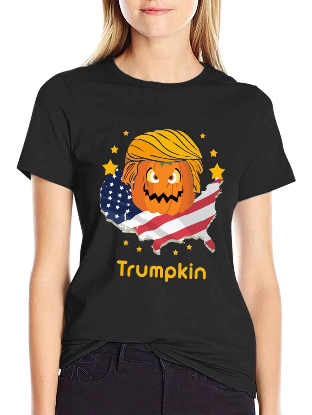 Trumpkin T-Shirt - USA Flag - Pumpkin - Halloween