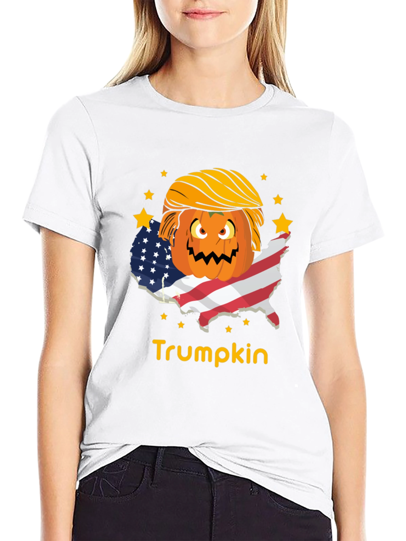 Trumpkin T-Shirt - USA Flag - Pumpkin - Halloween