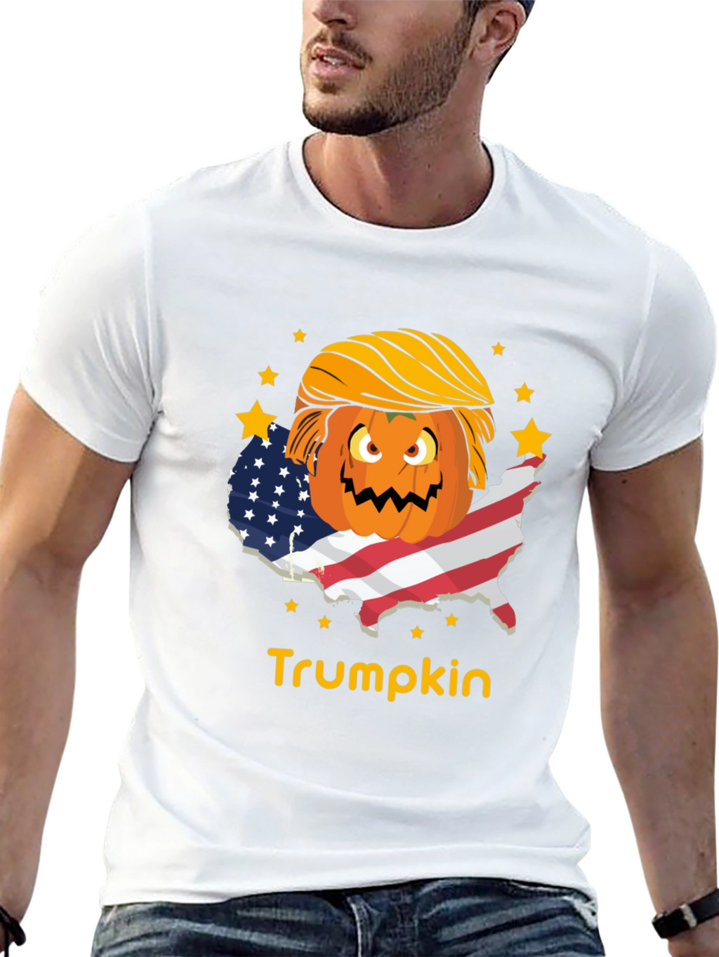 Trumpkin T-Shirt - USA Flag - Pumpkin - Halloween