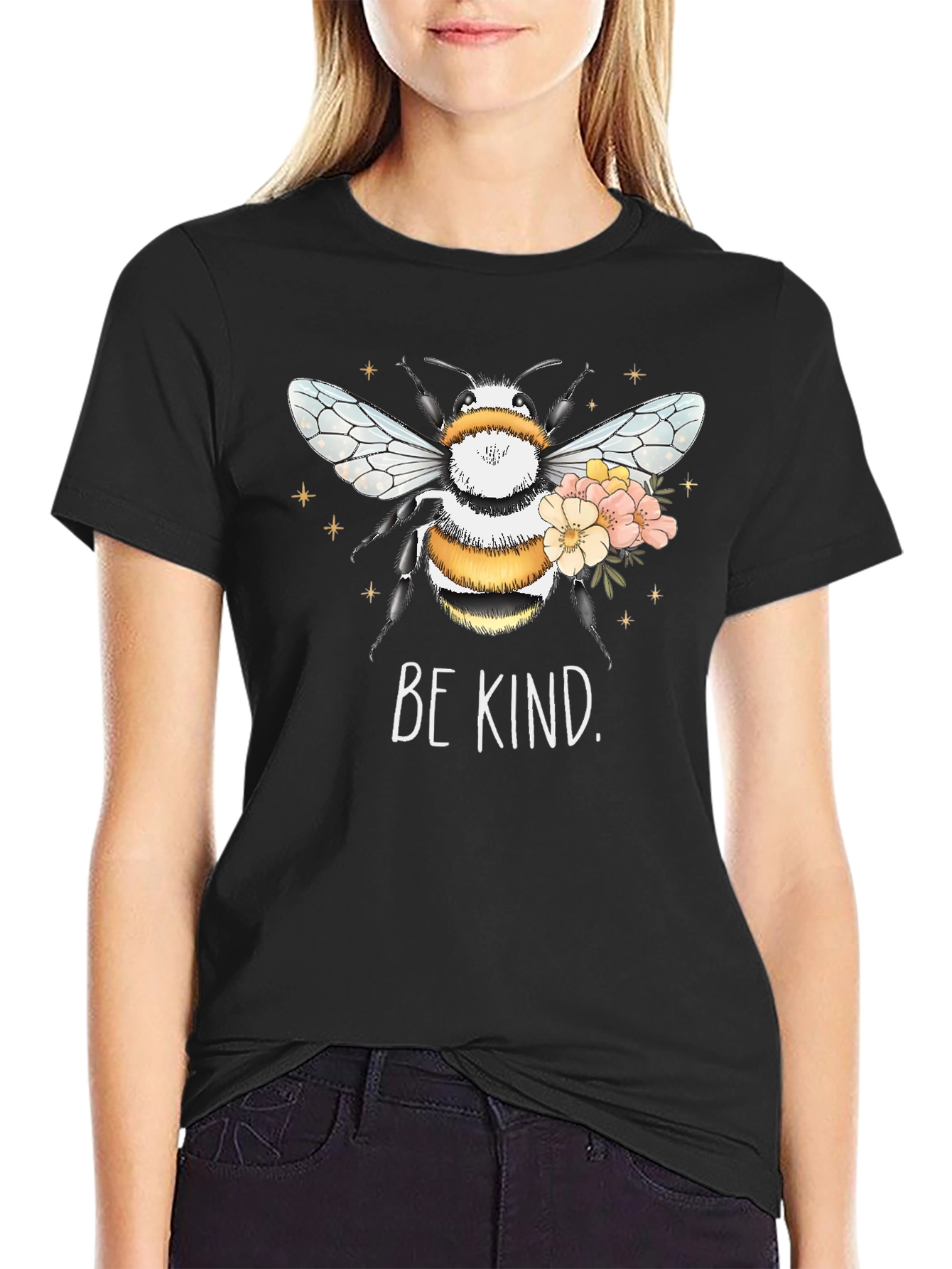 Be Kind Bee Graphic Tee - Black Short Sleeve