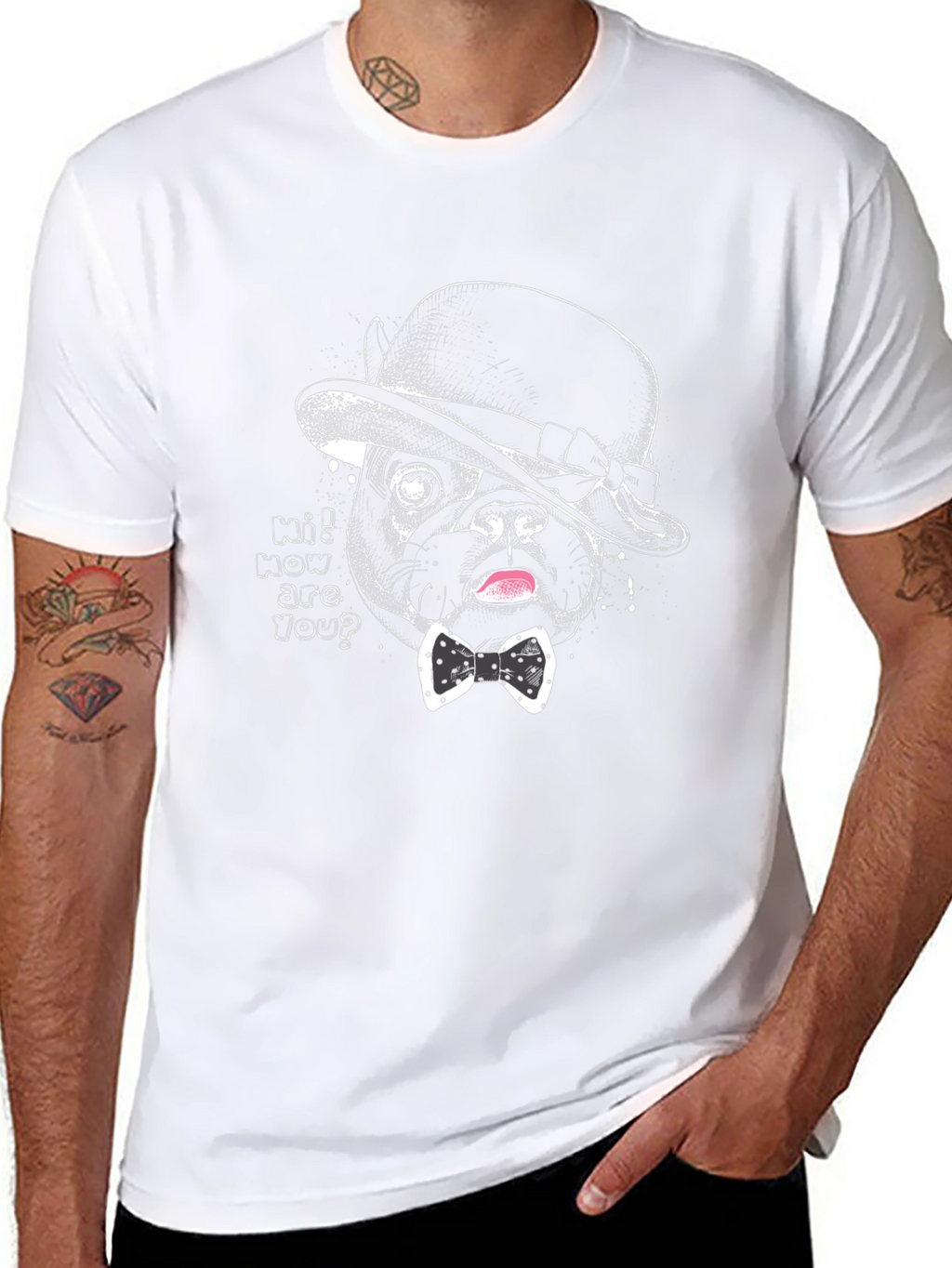 Dog in Hat Graphic T-Shirt