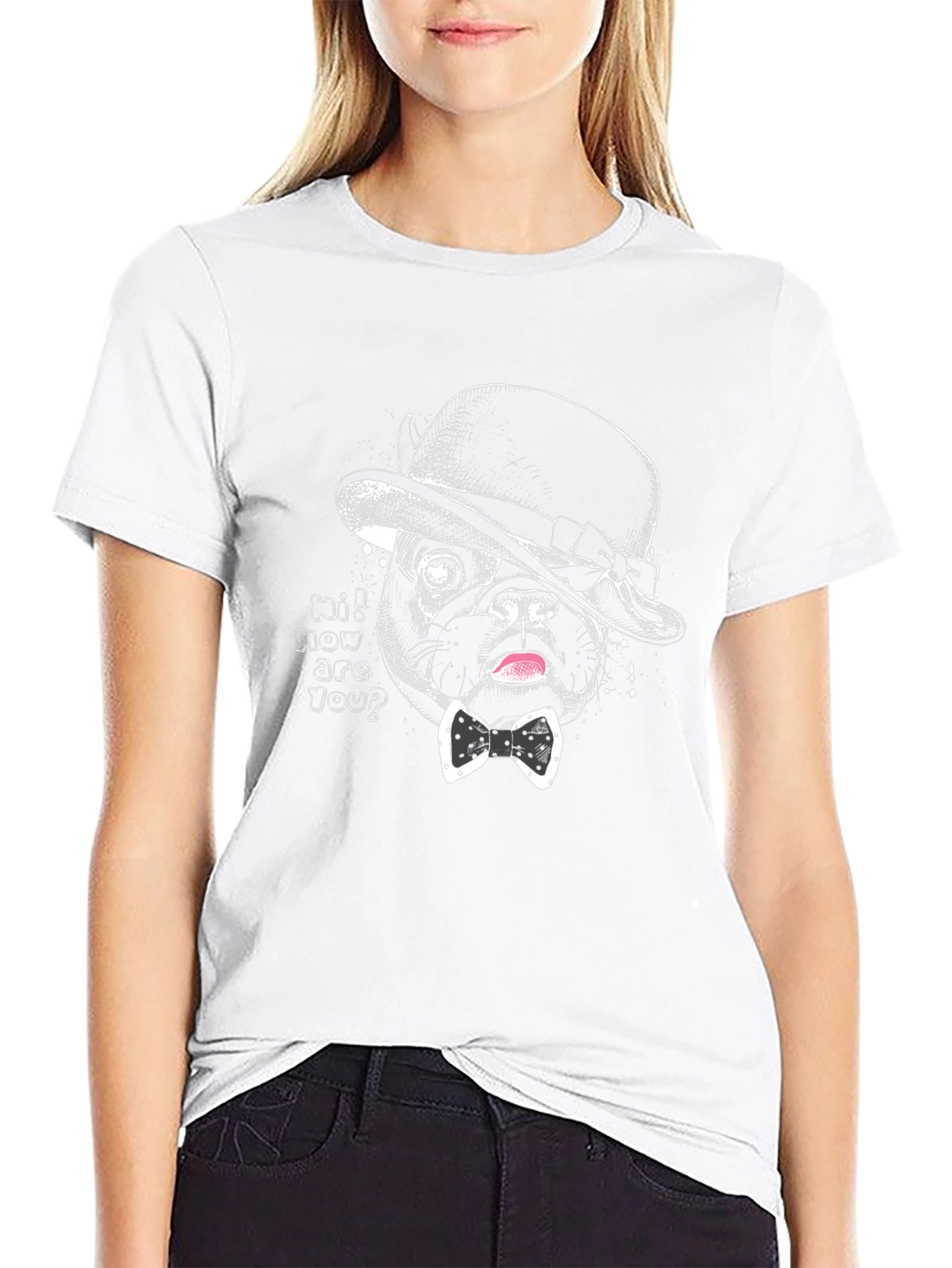 Dog in Hat Graphic T-Shirt