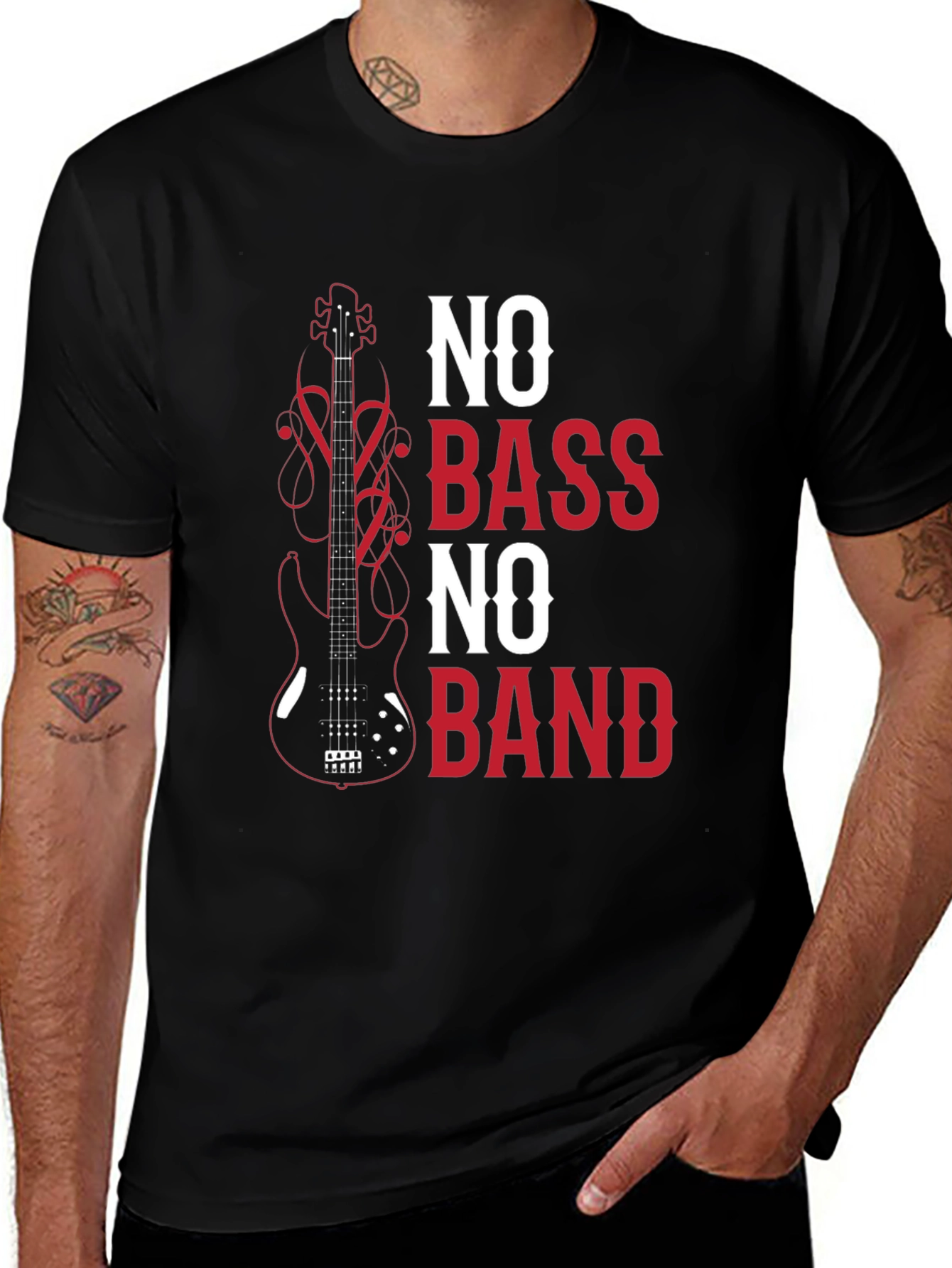 No Bass No Band Graphic Tee - Music Lover T-Shirt