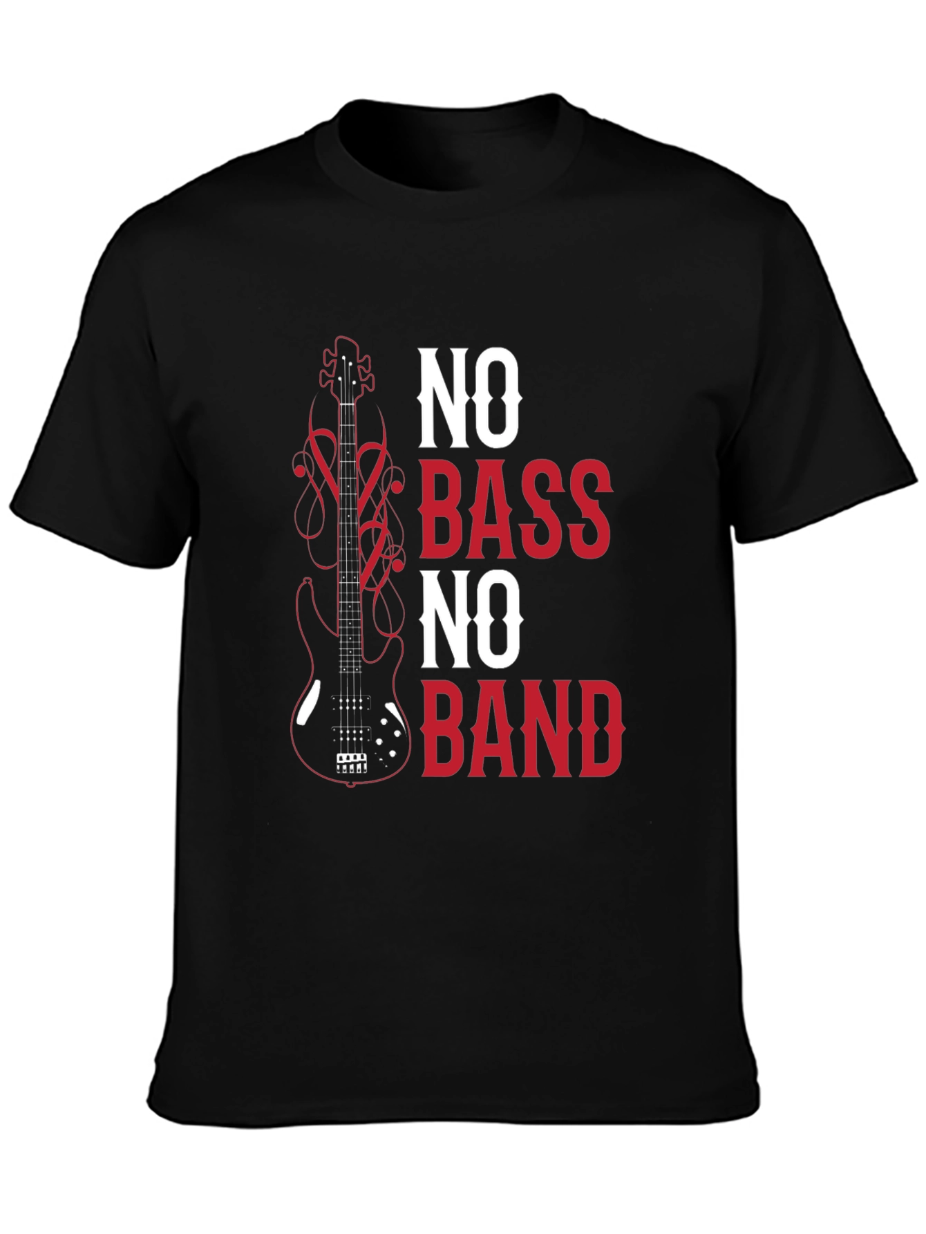 No Bass No Band Graphic Tee - Music Lover T-Shirt