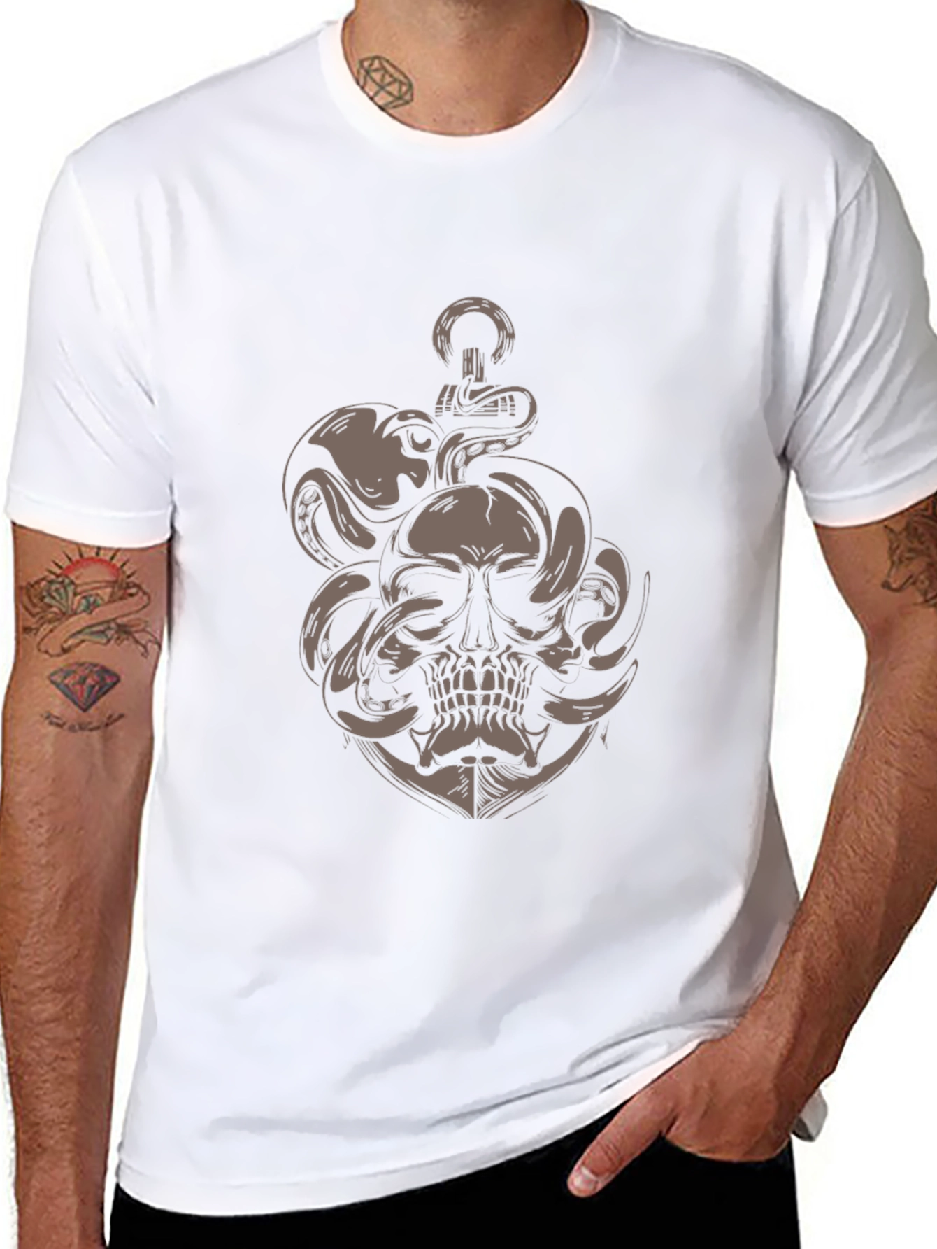 Skull Octopus Anchor Graphic Tee