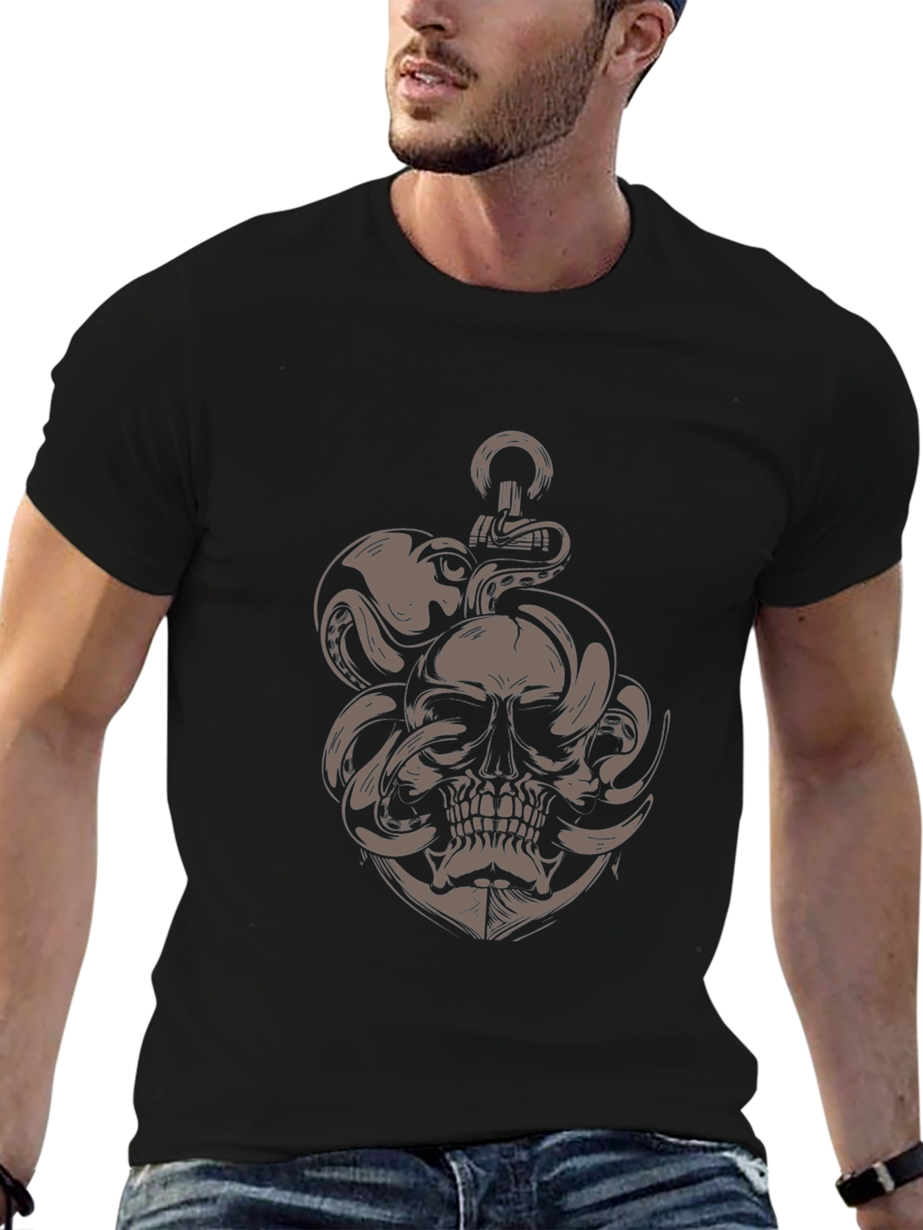 Skull Octopus Anchor Graphic Tee