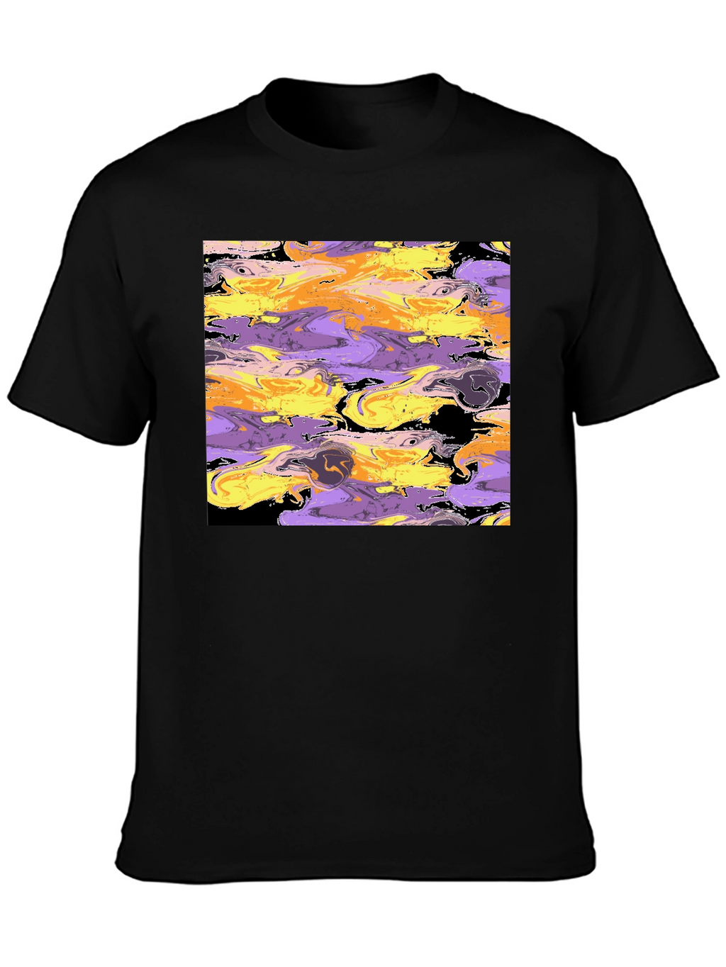 Abstract Swirl Graphic Black Tee