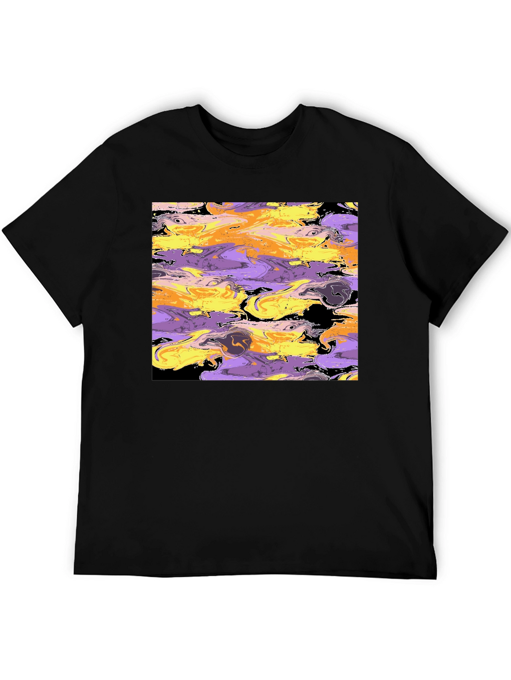 Abstract Swirl Graphic Black Tee
