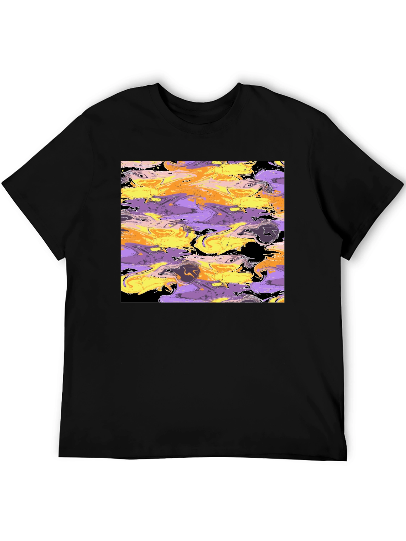 Abstract Swirl Graphic Black Tee