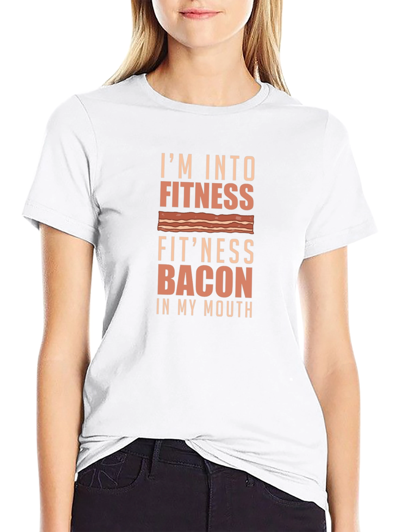 Fitness Bacon Funny T-Shirt - Gym Humor Tee