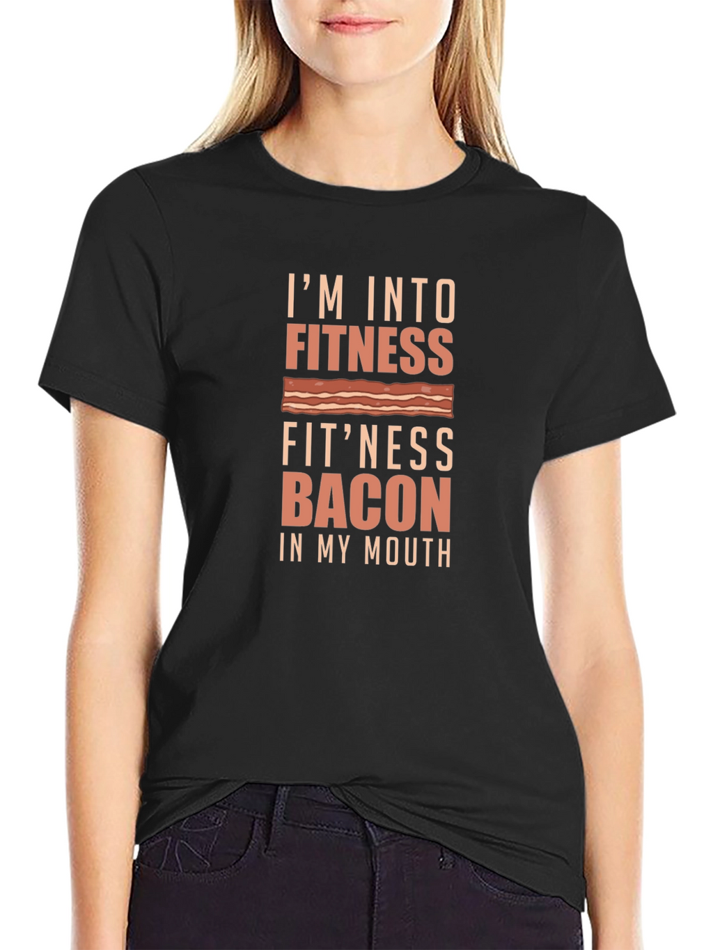 Fitness Bacon Funny T-Shirt - Gym Humor Tee
