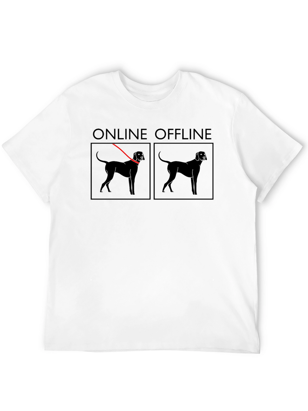 Online Offline Dog Graphic T-Shirt
