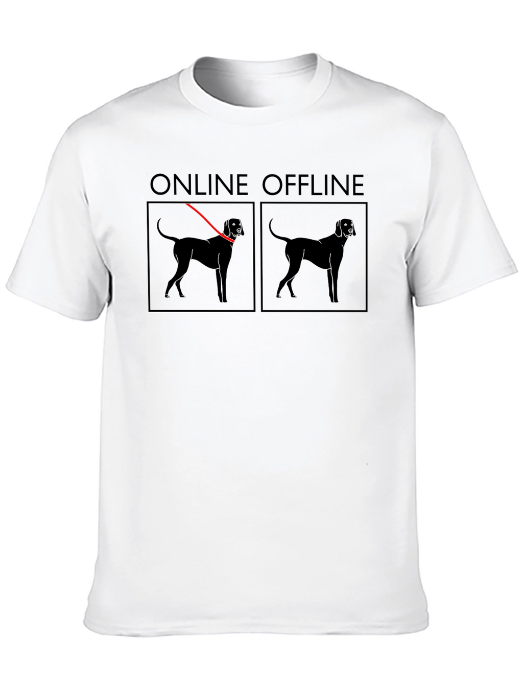 Online Offline Dog Graphic T-Shirt