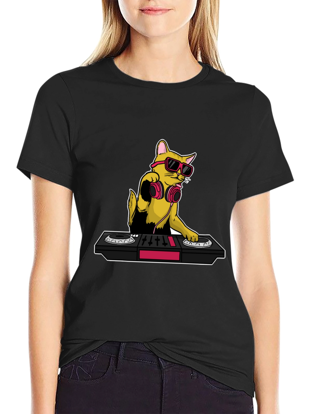 DJ Cat Graphic T-Shirt - Cool Musician Tee