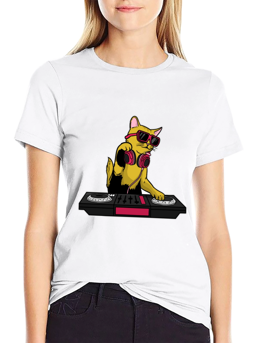 DJ Cat Graphic T-Shirt - Cool Musician Tee