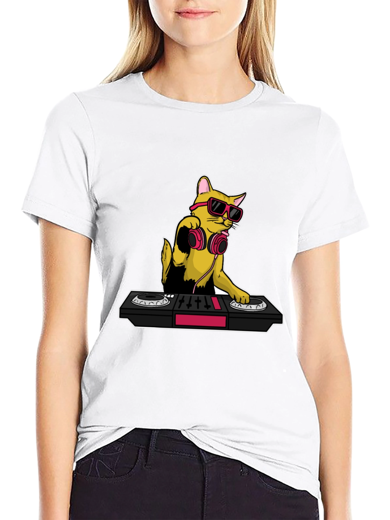 DJ Cat Graphic T-Shirt - Cool Musician Tee