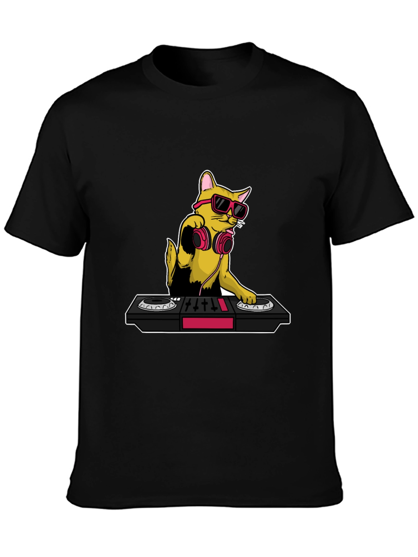 DJ Cat Graphic T-Shirt - Cool Musician Tee