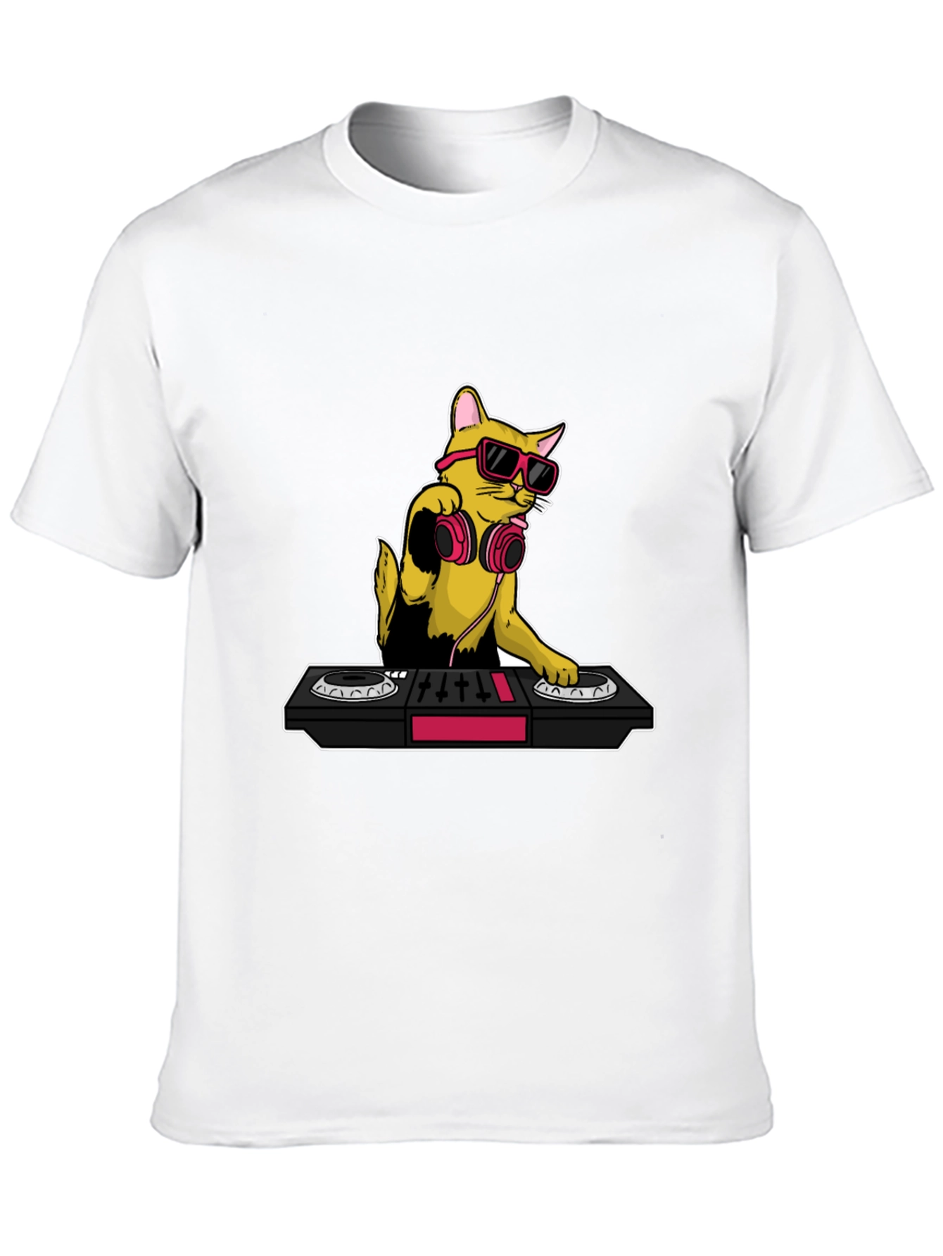 DJ Cat Graphic T-Shirt - Cool Musician Tee