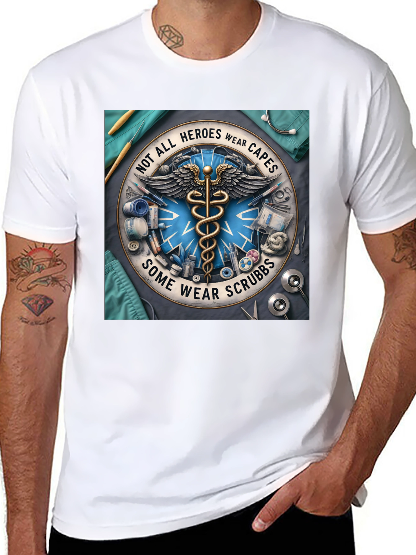 Heroes Wear Scrubs T-Shirt: Medical Professional Tee