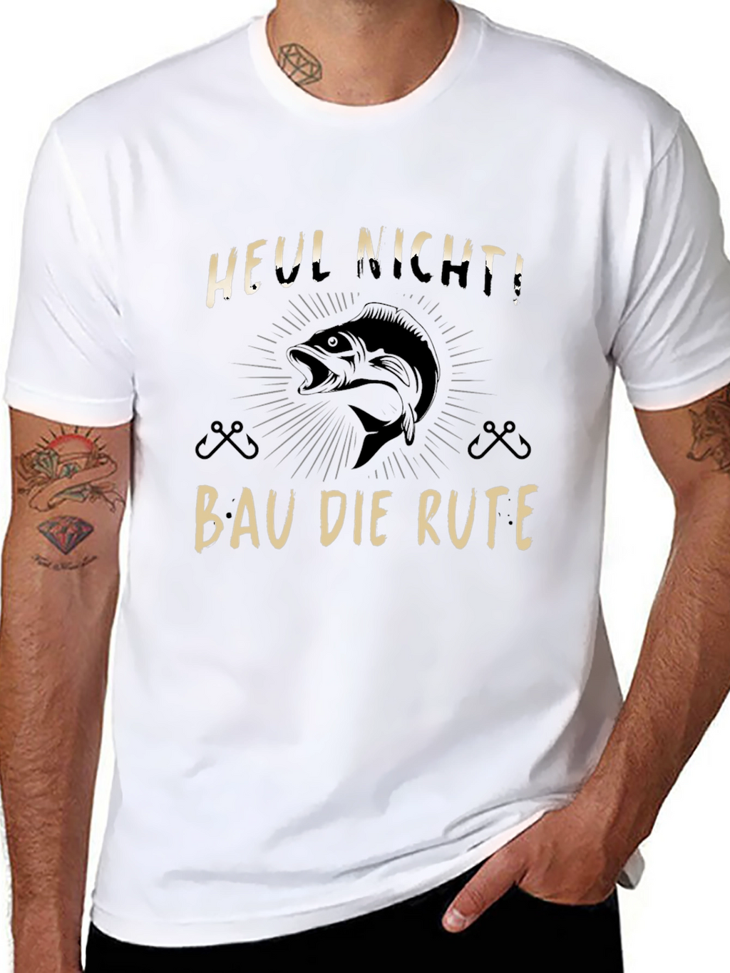 Funny Fishing T-Shirt - Heul Nicht! Bau Die Rute!
