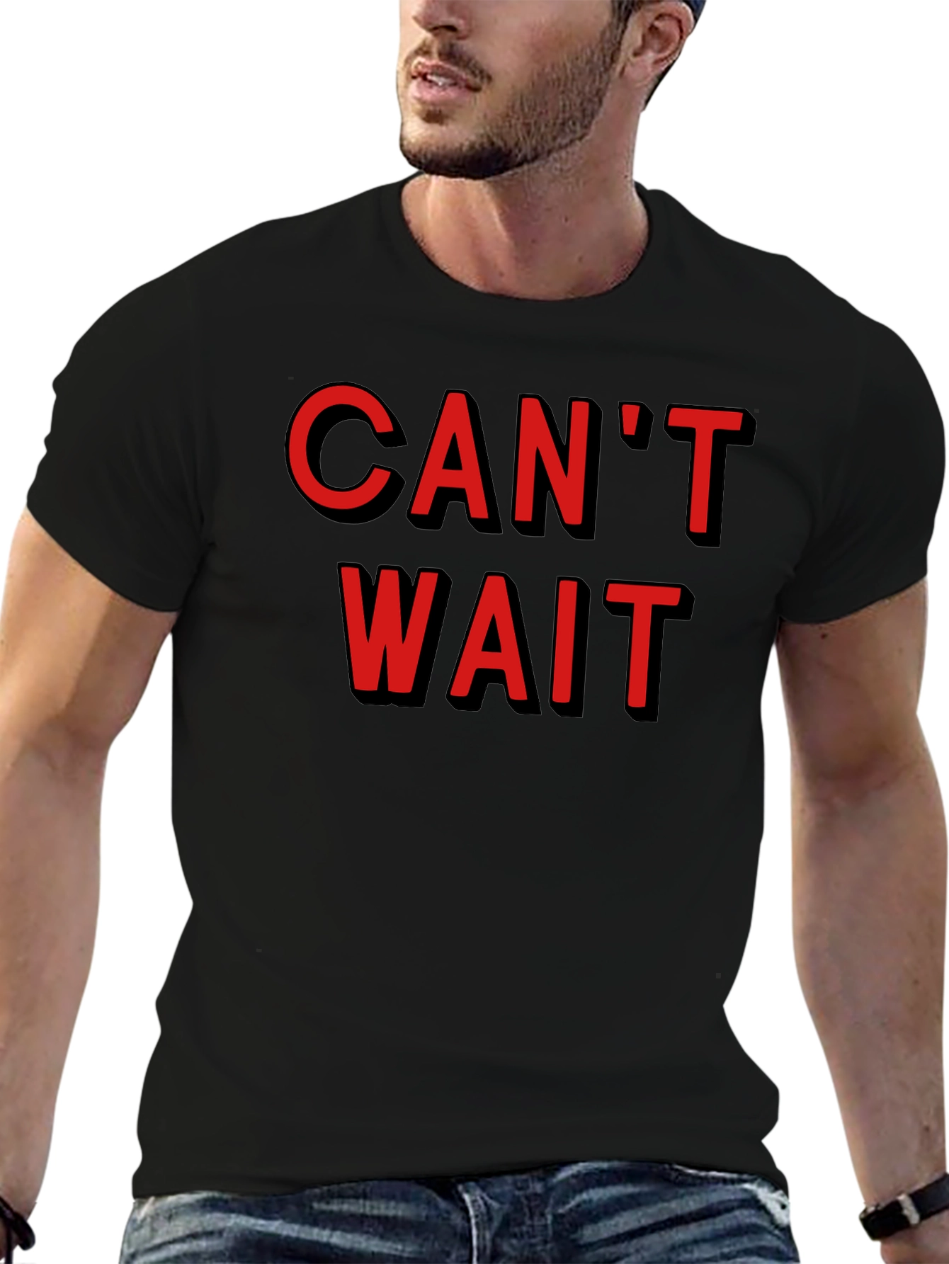 Cant Wait Graphic Tee - Stylish Black Cotton T-Shirt