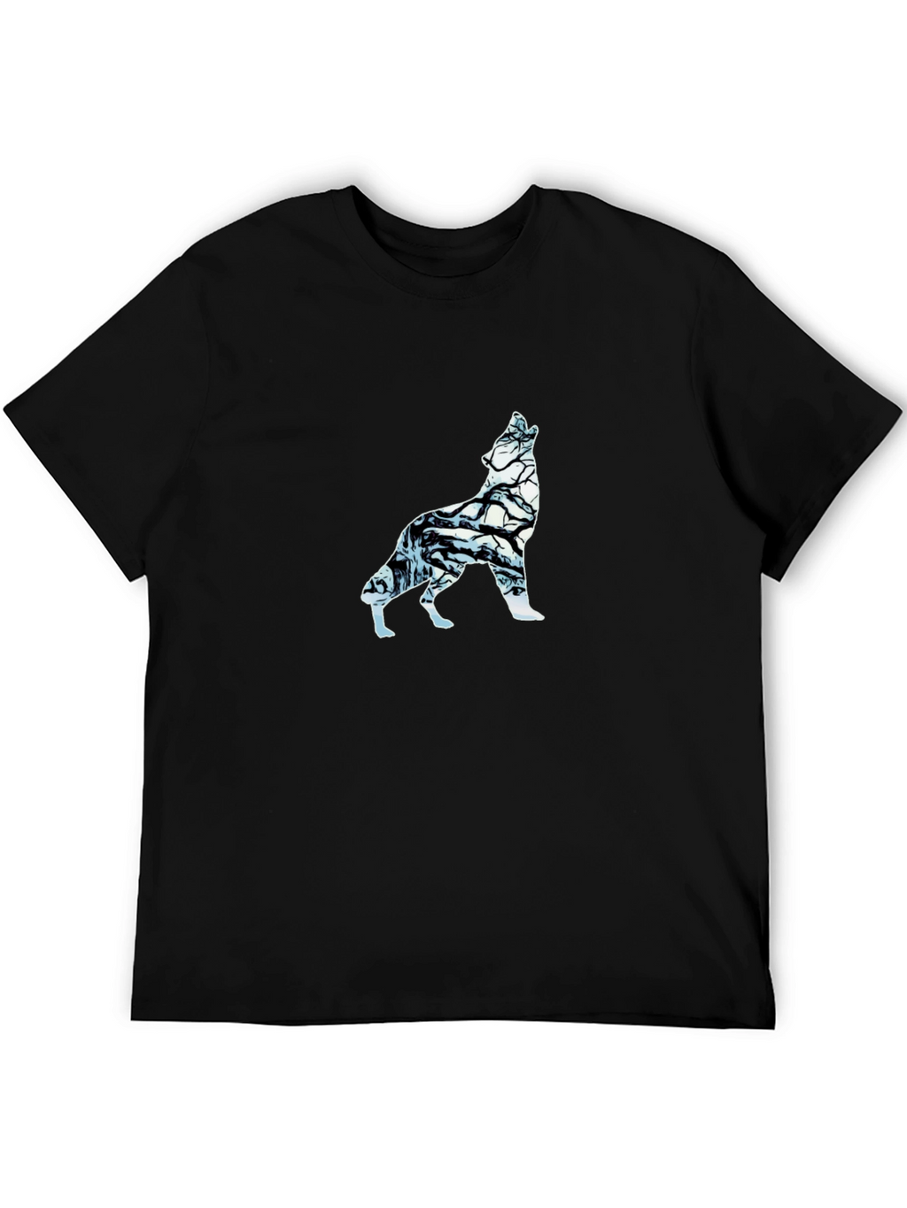 Wolf Silhouette Graphic Tee - Black Cotton Blend
