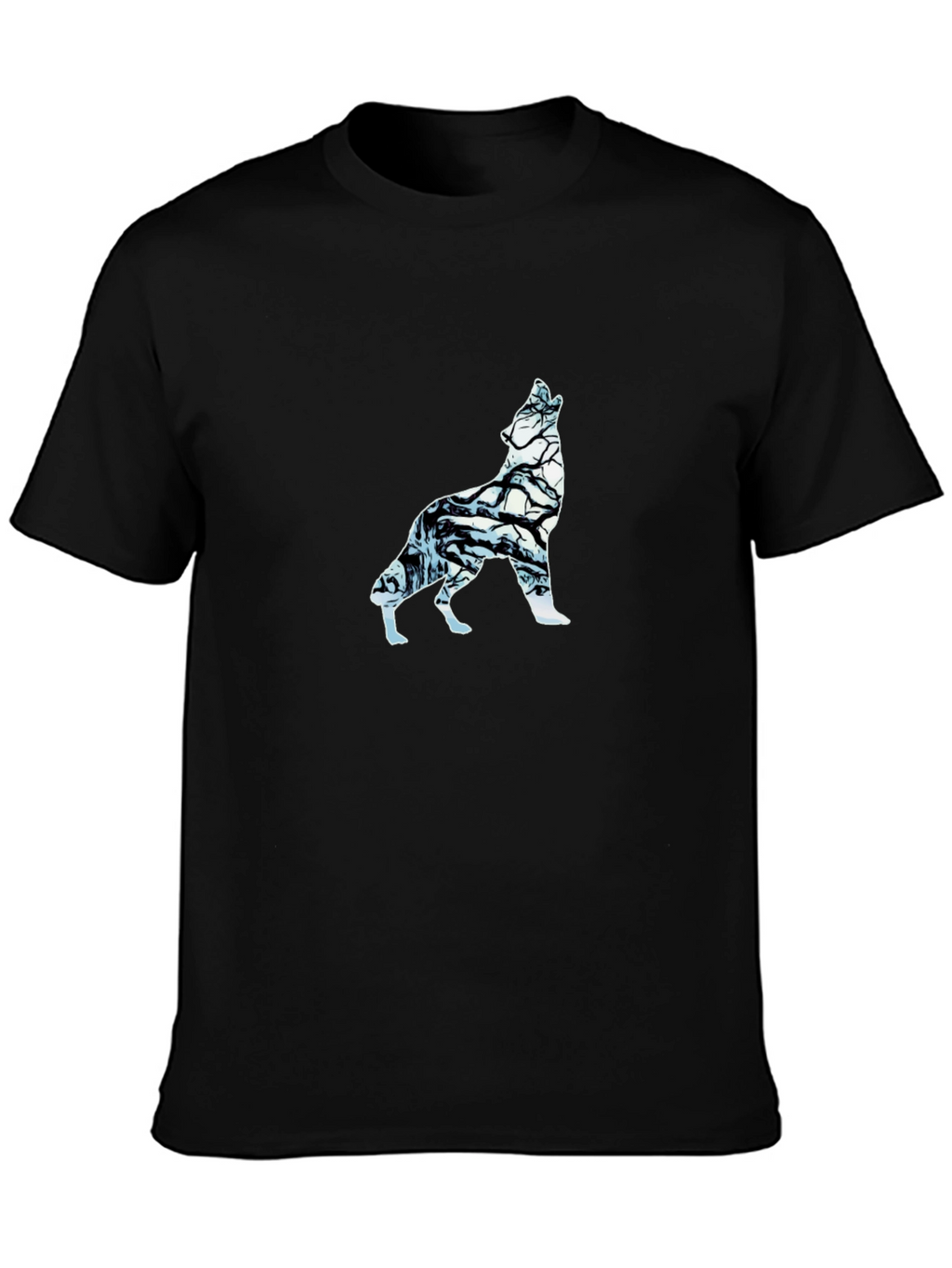 Wolf Silhouette Graphic Tee - Black Cotton Blend