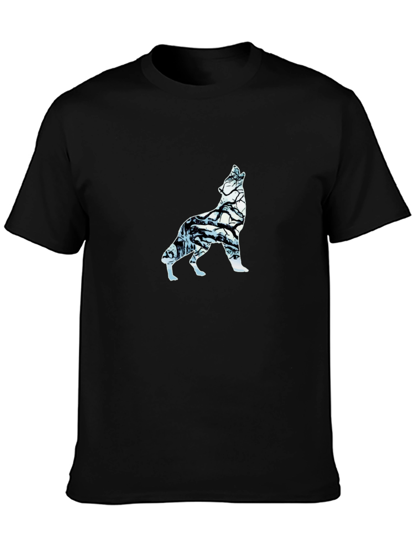 Wolf Silhouette Graphic Tee - Black Cotton Blend
