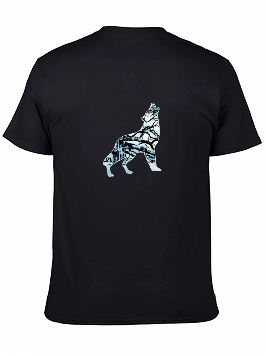 Wolf Silhouette Graphic Tee - Black Cotton Blend