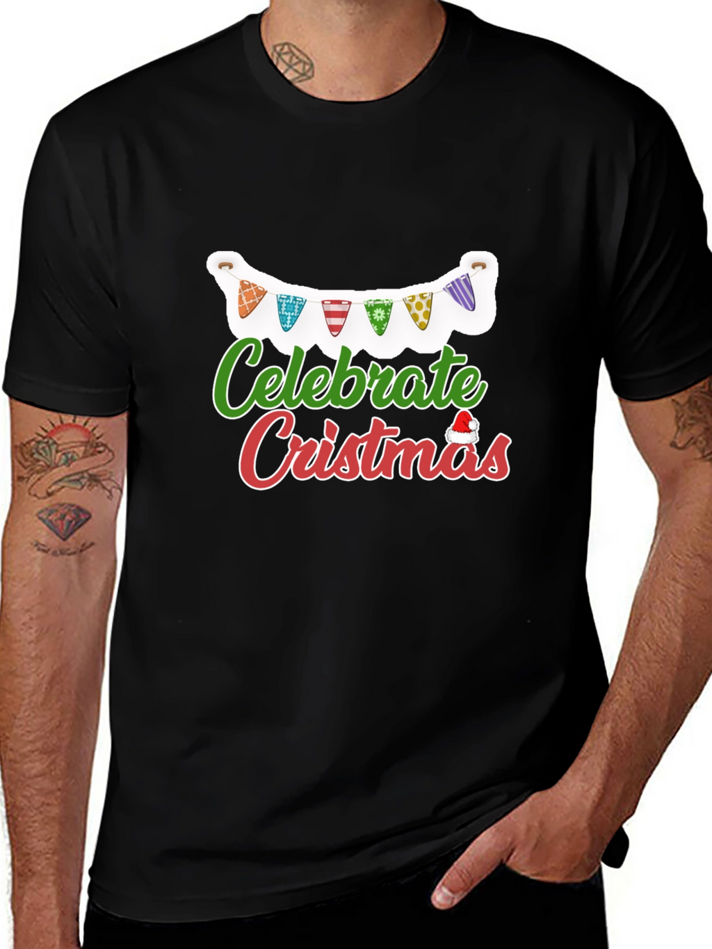 Celebrate Christmas T-Shirt Black Holiday Festive