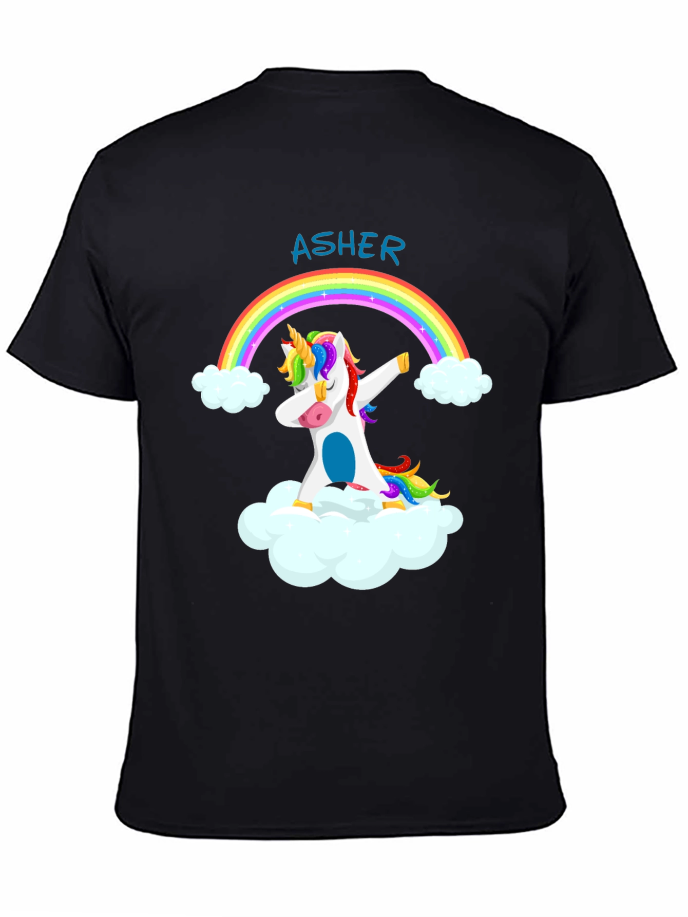 Rainbow Unicorn Asher T-Shirt - Custom Name