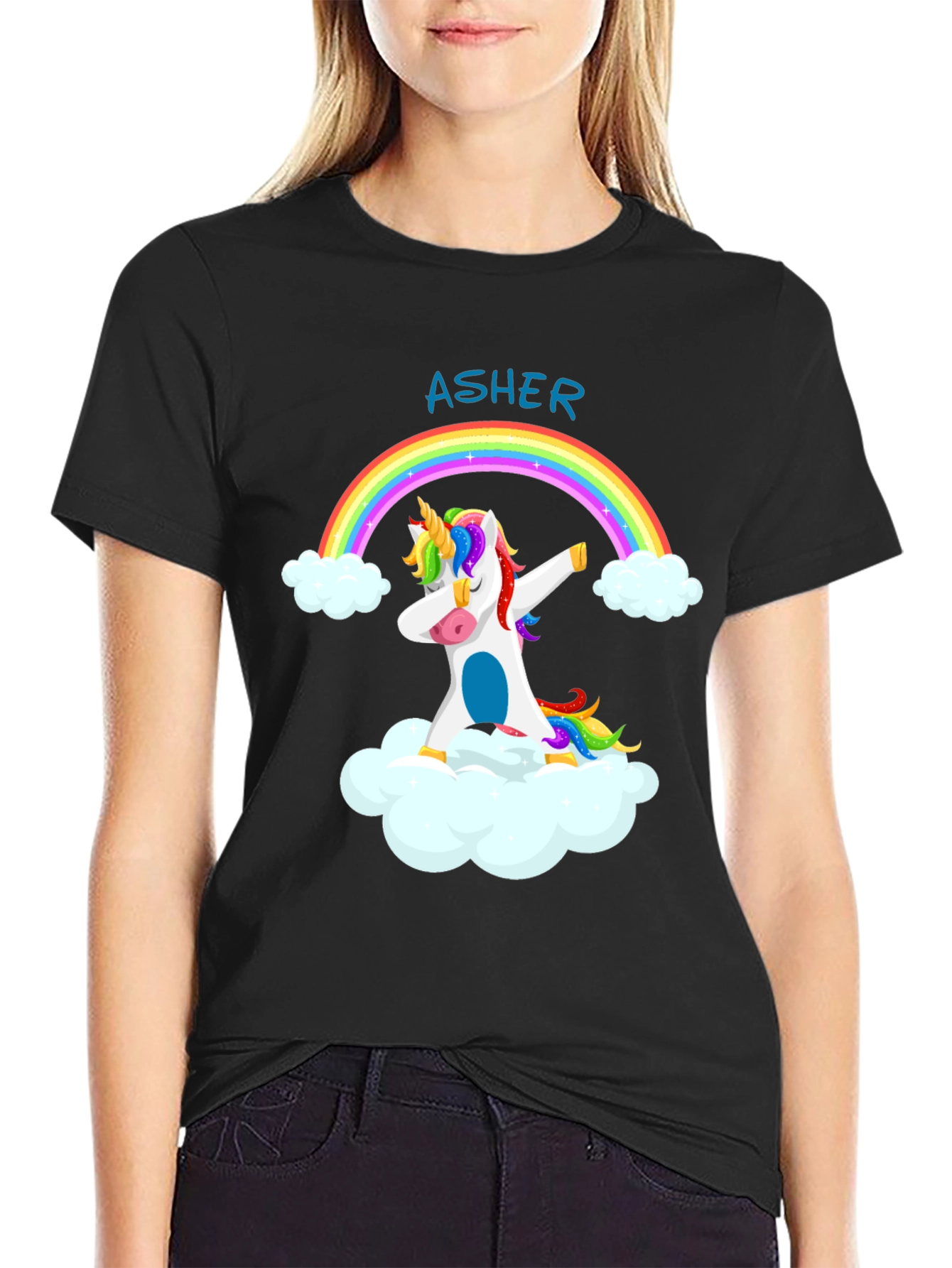 Rainbow Unicorn Asher T-Shirt - Custom Name