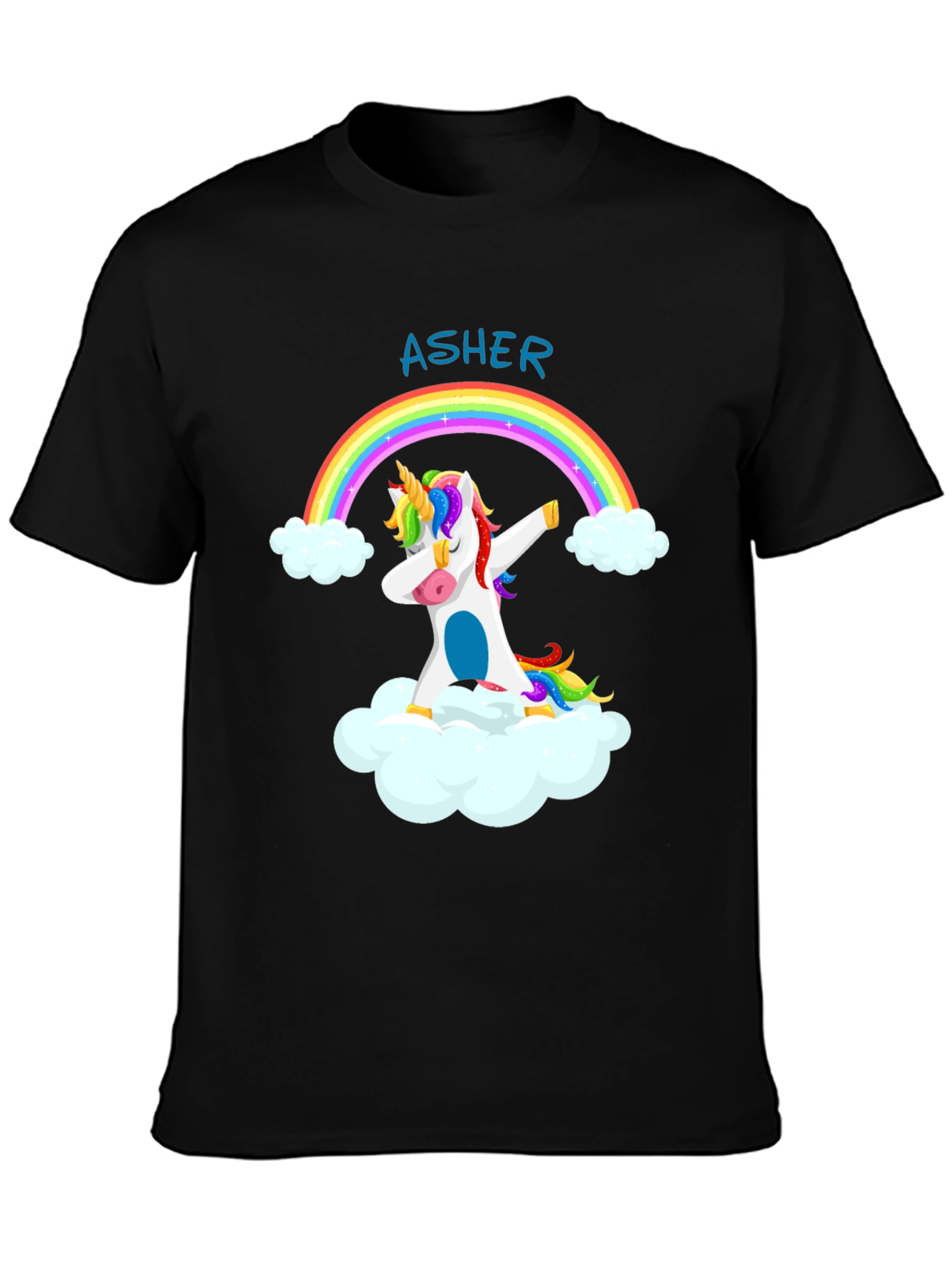 Rainbow Unicorn Asher T-Shirt - Custom Name